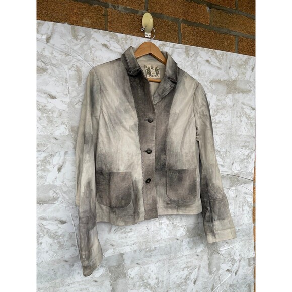 Nigel Preston & Knight Hand-Painted
Lamb Leather Linen Blazer Jacket Gray
Size M - Picture 4 of 15